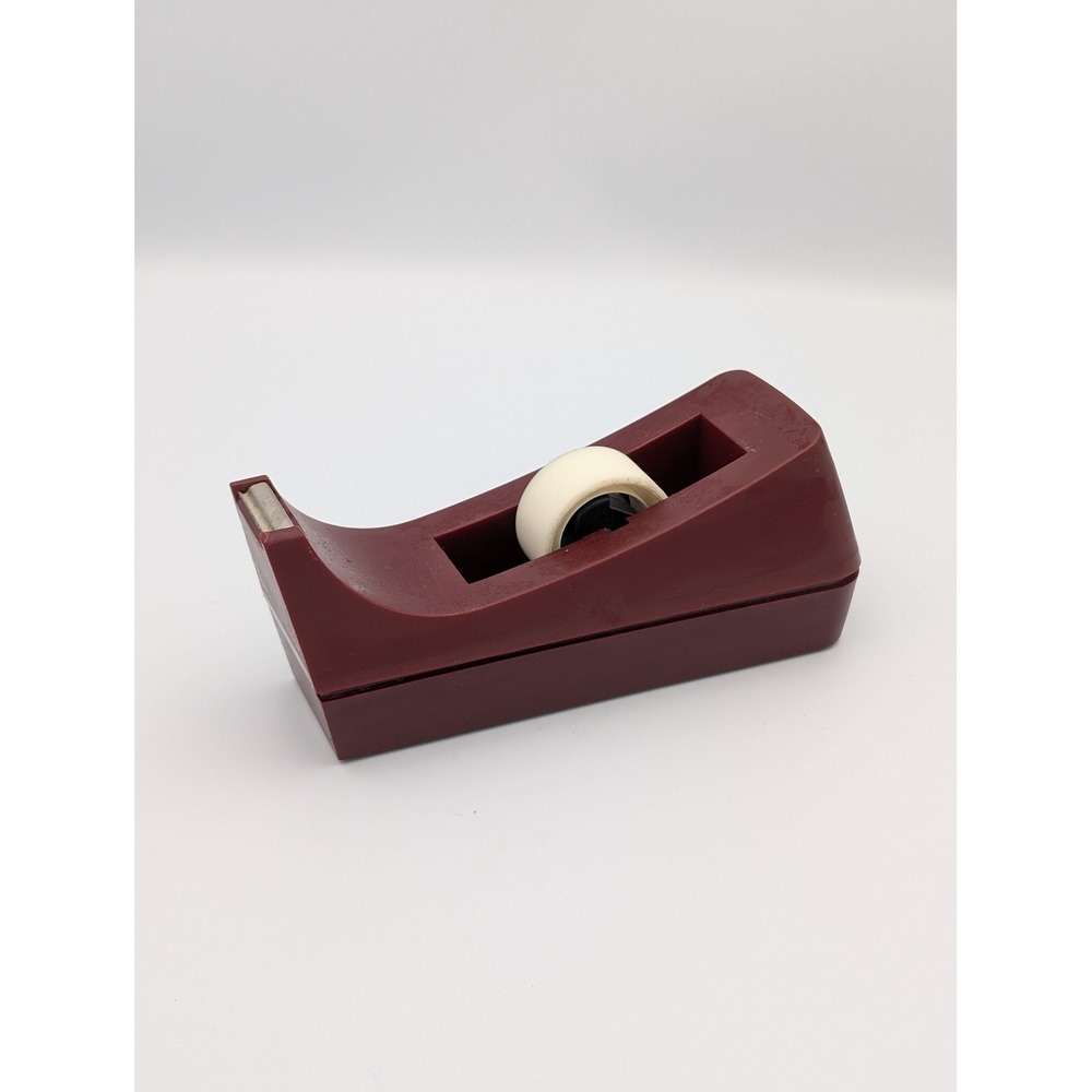 Vintage Scotch 3M C-38 Burgundy Maroon Weighted Desk Tape Dispenser USA